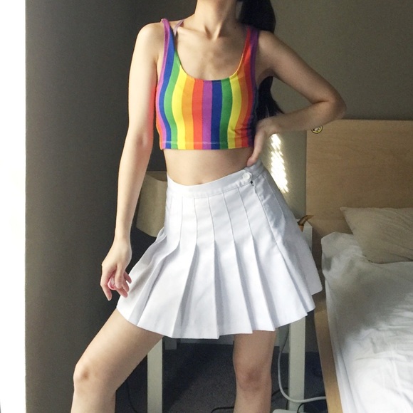 🌈 NWT H&M Rainbow Striped Crop Top.-X10. - Picture 8 of 8